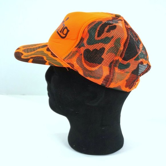 Vintage Discovering Snapback Spellout Orange Hunter Camo Truck Hat UP TV6 Yooper - Picture 2 of 6